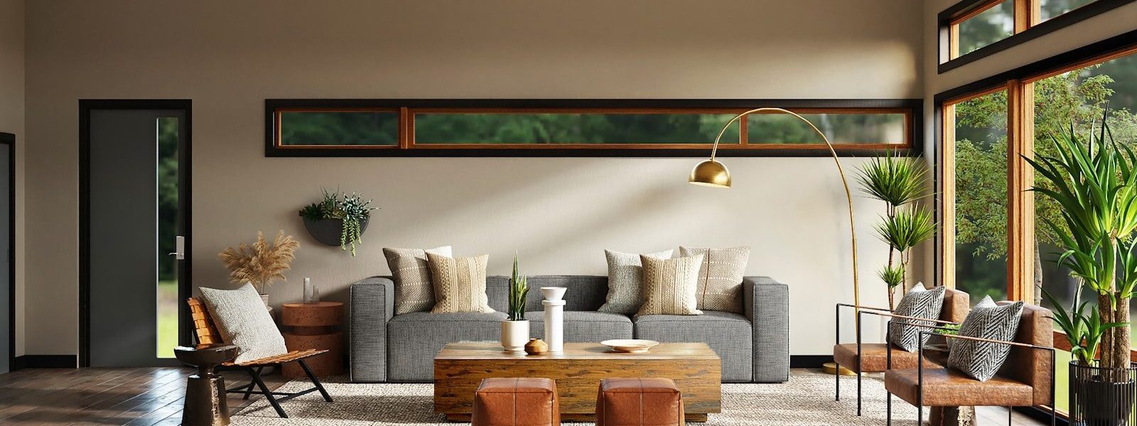 white and brown living room set