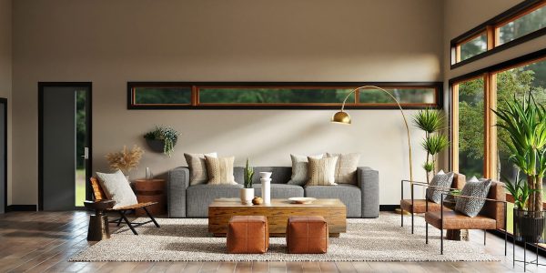 white and brown living room set